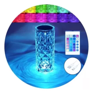 LAMPARA DE MESA DE CRISTAL 16 COLORES
