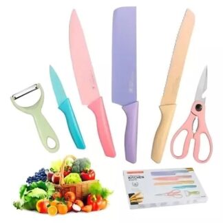 SET DE CUCHILLOS JUEGO X6 PIEZAS COLORES