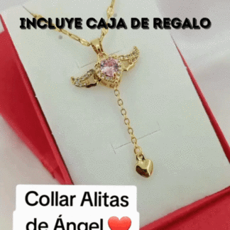 COLLAR CORAZON Y ALAS + CAJA REGALO
