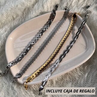PULSERAS DE ESLABON GRUESO + CAJA REGALO