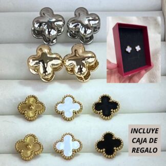 PENDIENTES TREBOL VAN CLEEF + CAJA REGALO