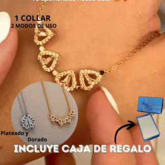COLLAR TREBOL CORAZON EXTENDIBLE + CAJA REGALO